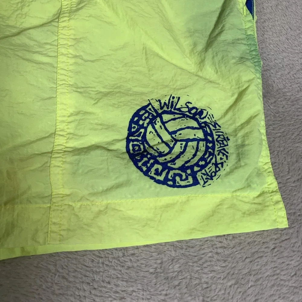 Wilson Surface Sport Shorts Mens 38 Yellow Blue Swim Trunks Volleyball Vintage